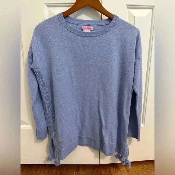 LILLY PULITZER Coolmax Damara Sweater Crochet Side Tassels Women Size S - Picture 1 of 10